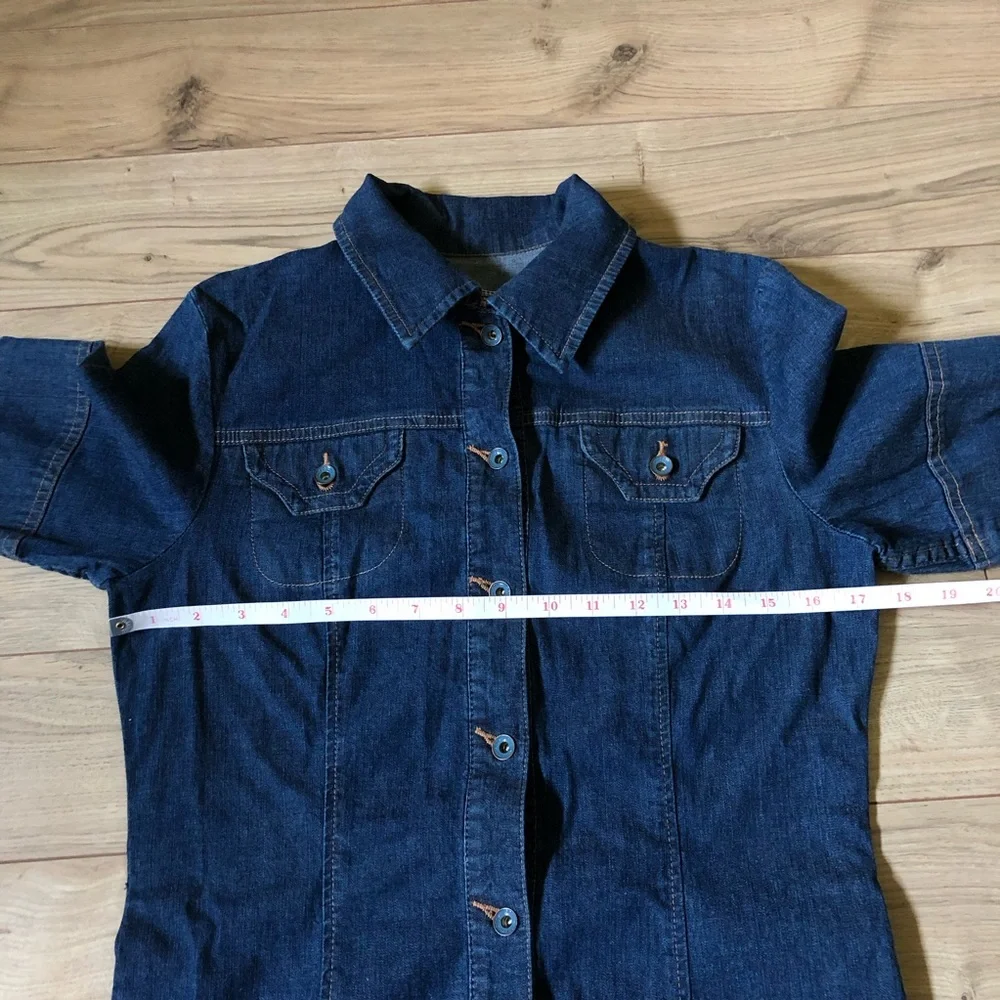 Women's Vintage FDJ French Dressing Blue Denim Button Front Midi Dress size 6 - Picture 6 of 10